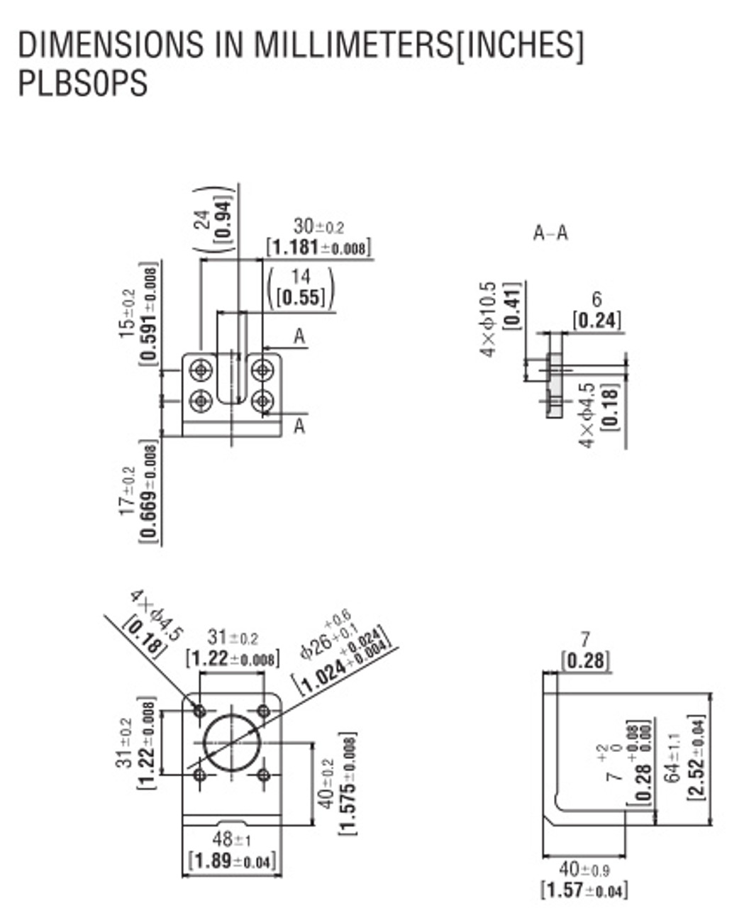 PLBS0PS - Dimensions