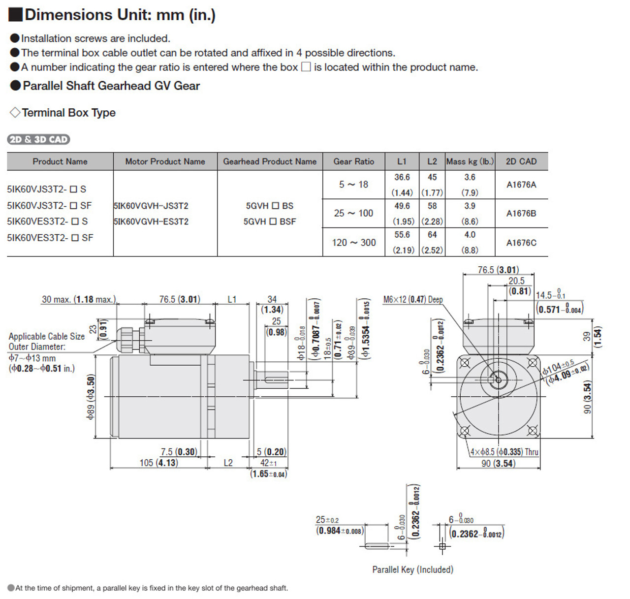 5IK60VES3T2-15S - Dimensions