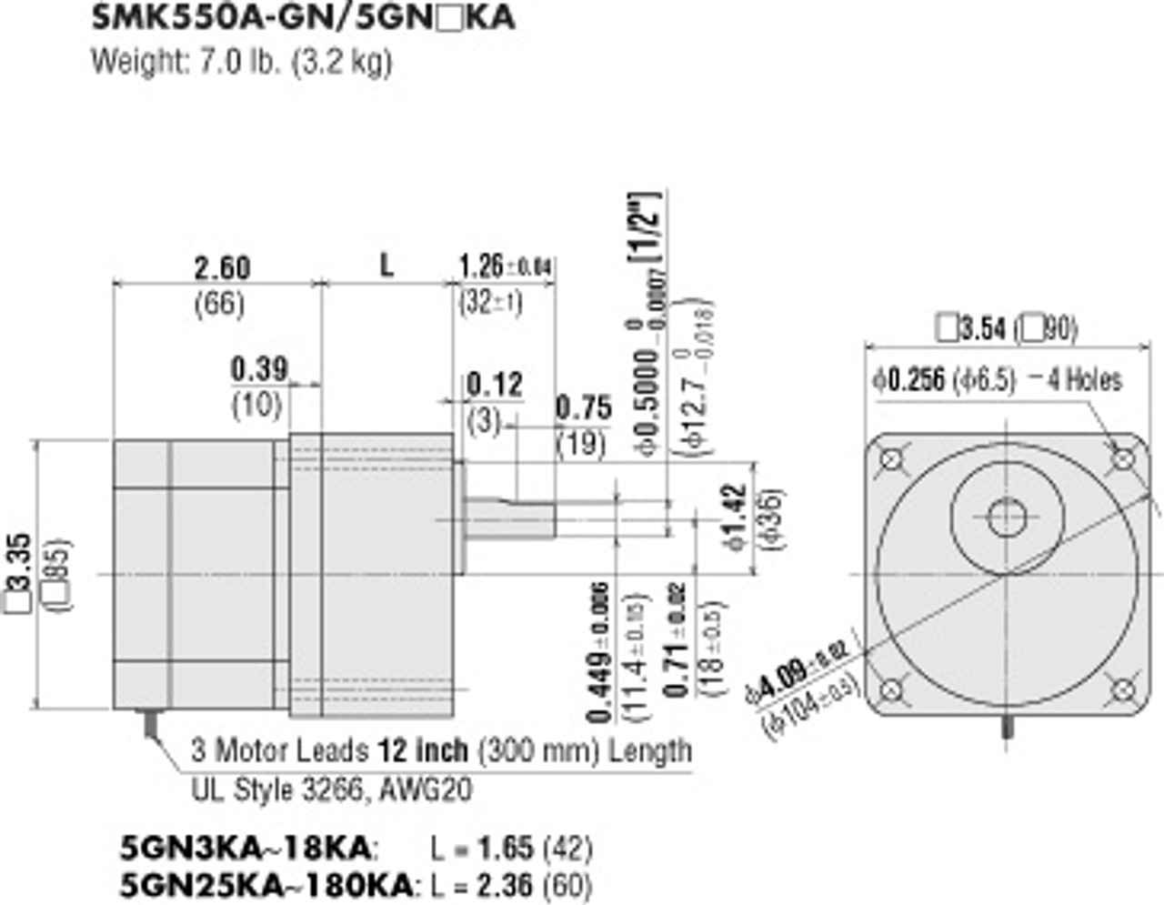 SMK550A-GN - Dimensions