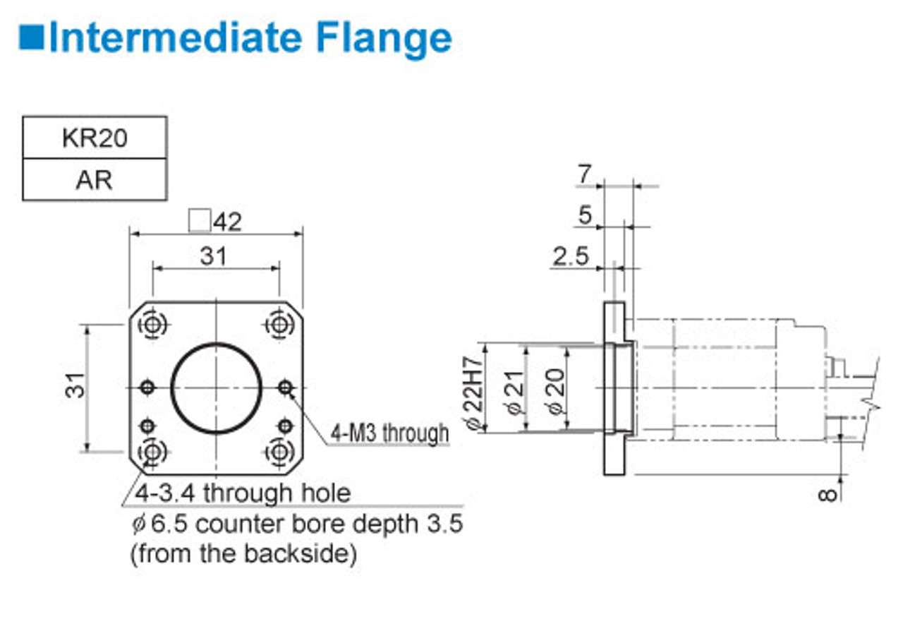 PKP243D15A-R2E-L / KR20-FLNG-R / XGT2-15C-4-5 - Dimensions