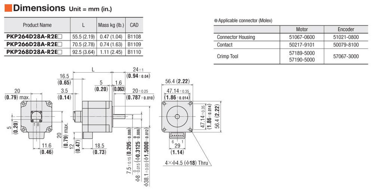 PKP264D28A-R2EL - Dimensions