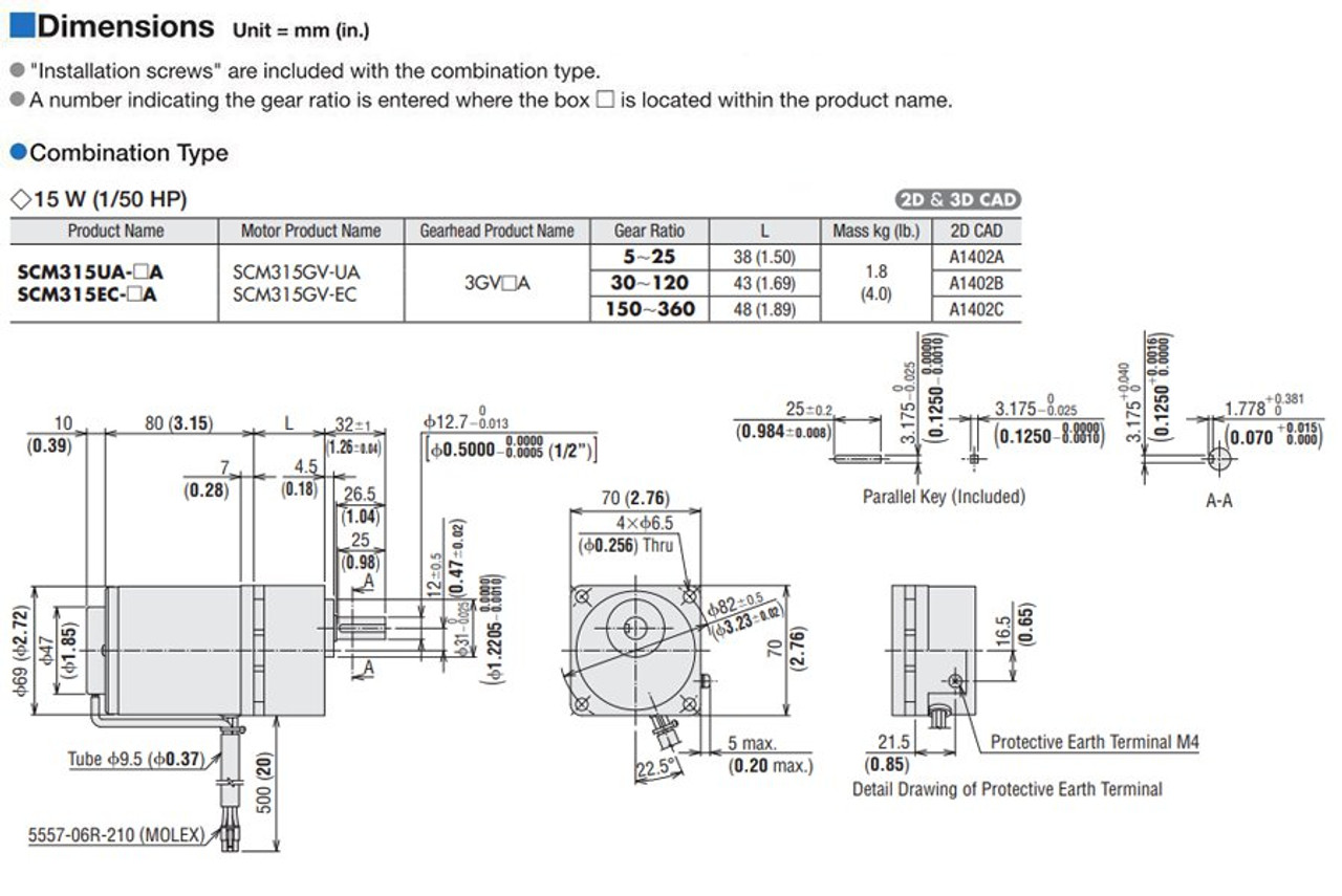 SCM315UA-75A - Dimensions