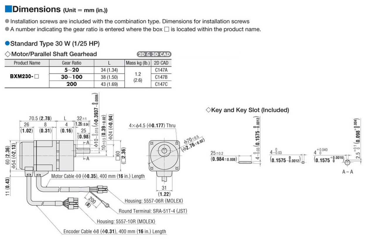 BXM230-50 / BXSD30-A2 - Dimensions