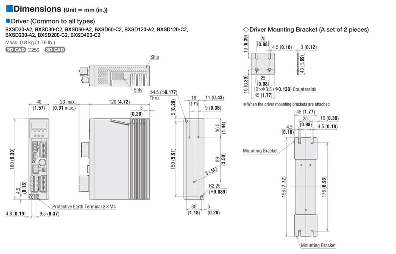 BXM5120-100 / BXSD120-C2 - Dimensions