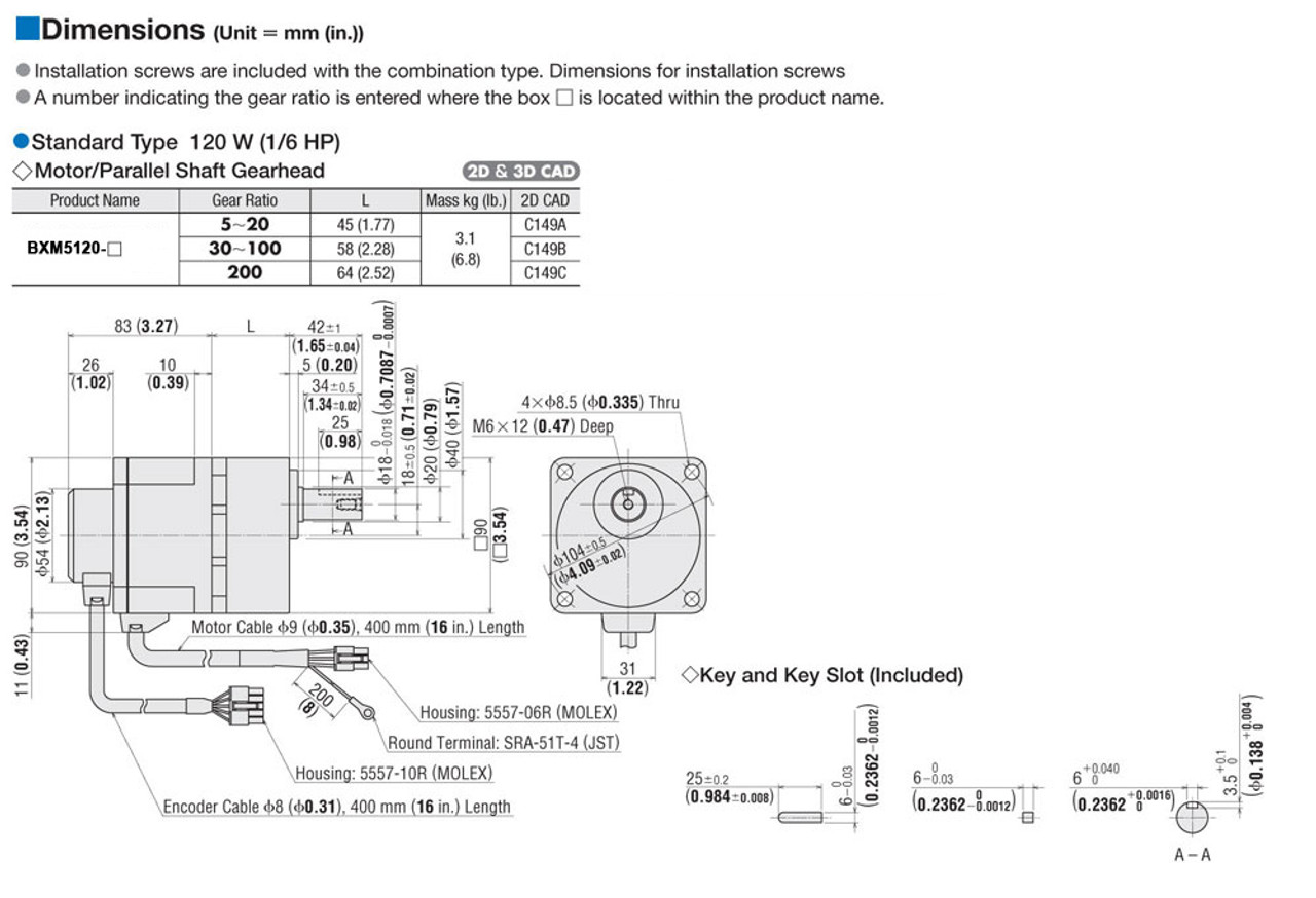 BXM5120-100 / BXSD120-C2 - Dimensions