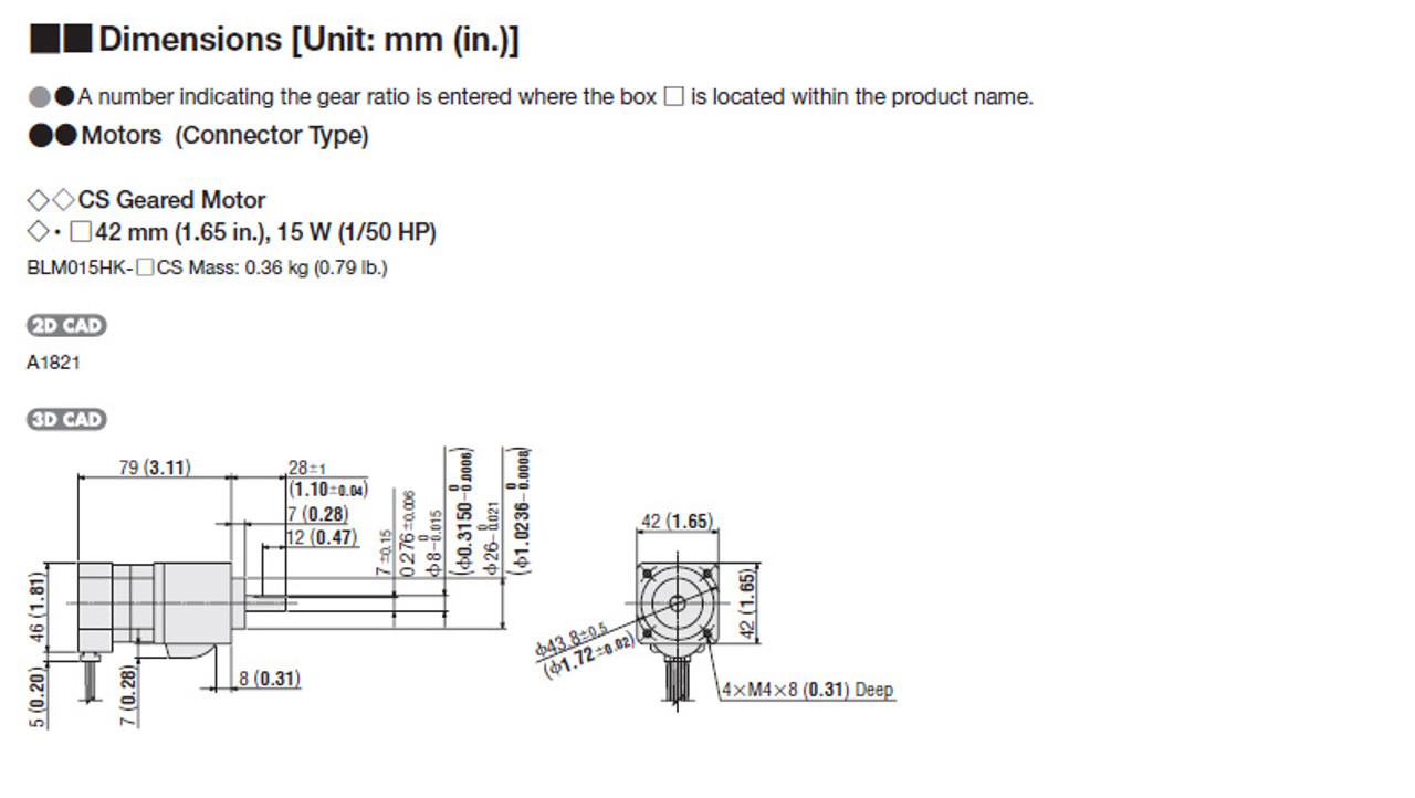 BLM015HK-10CS / BLH2D15H-K - Dimensions