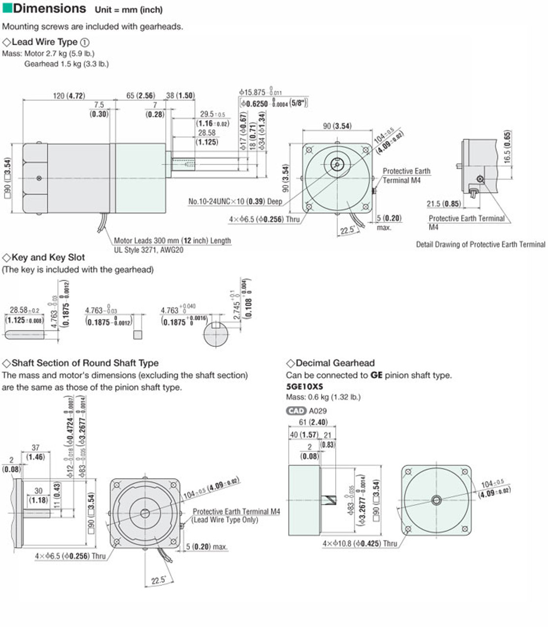 5IK60GE-CW2E / 5GE5SA - Dimensions