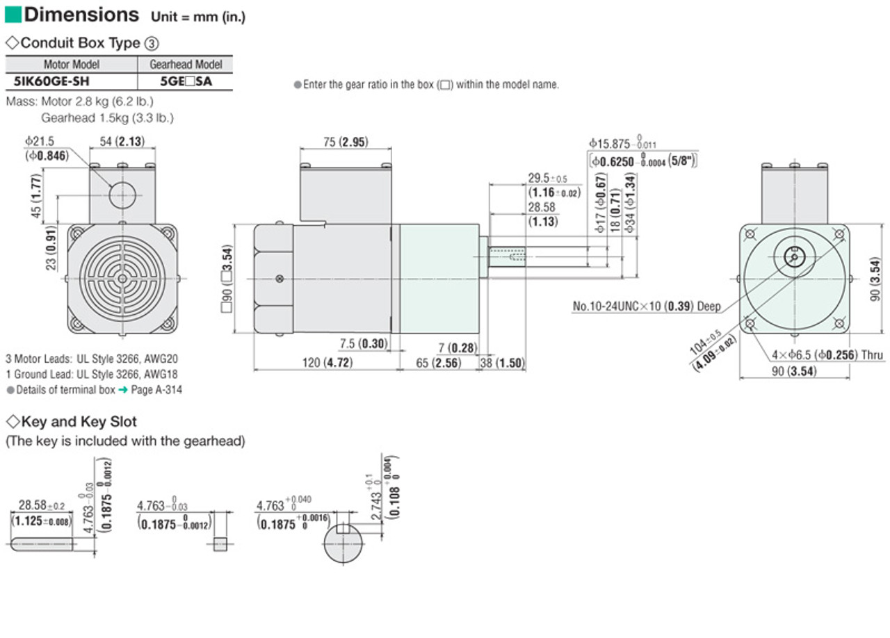 5IK60GE-SH / 5GE5SA - Dimensions