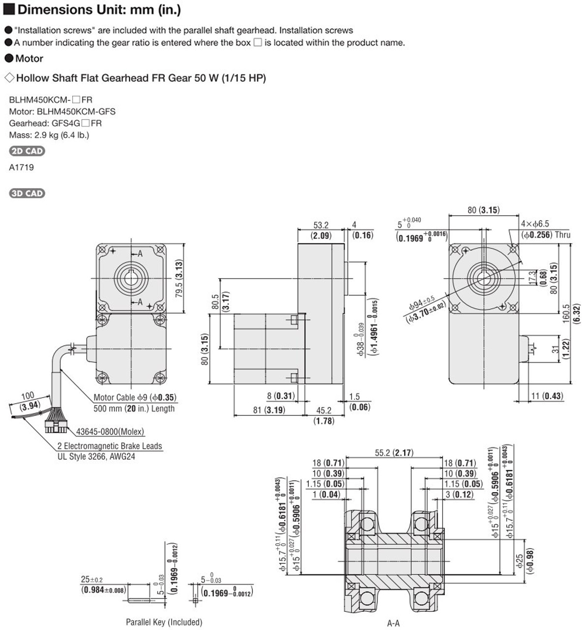 BLHM450KCM-30FR - Dimensions