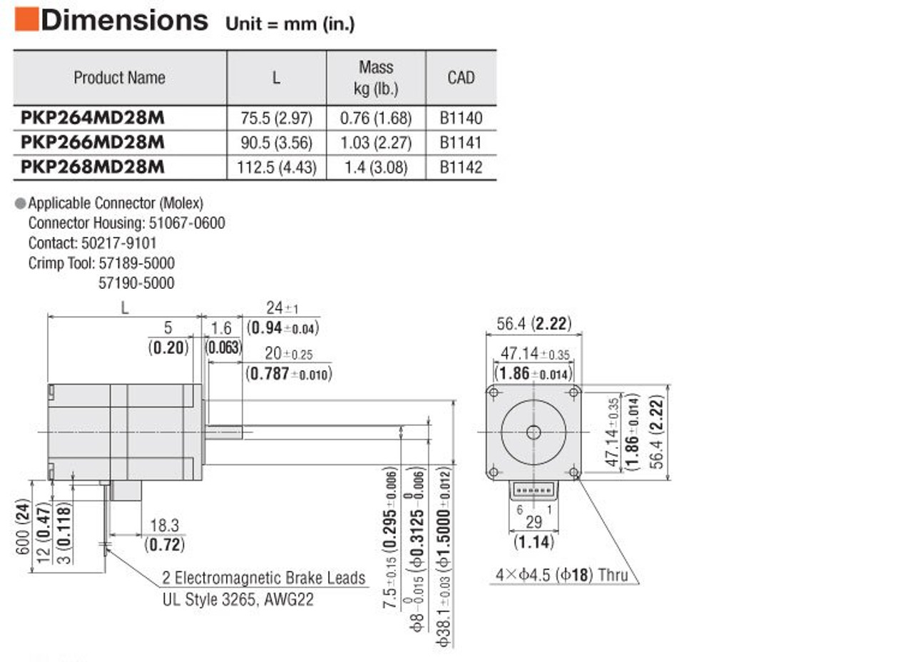 PKP264D28M - Dimensions