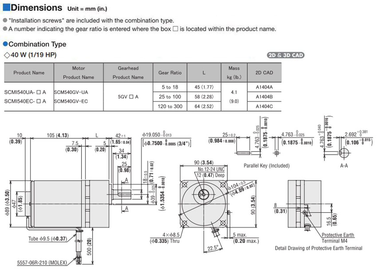 SCM540EC-60A - Dimensions