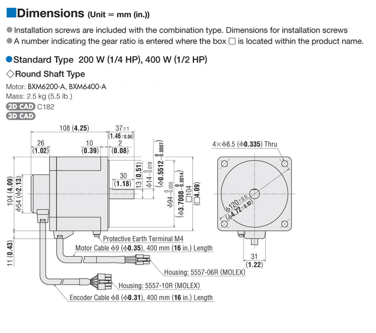 BXM6400-A / BXSD400-C2 - Dimensions