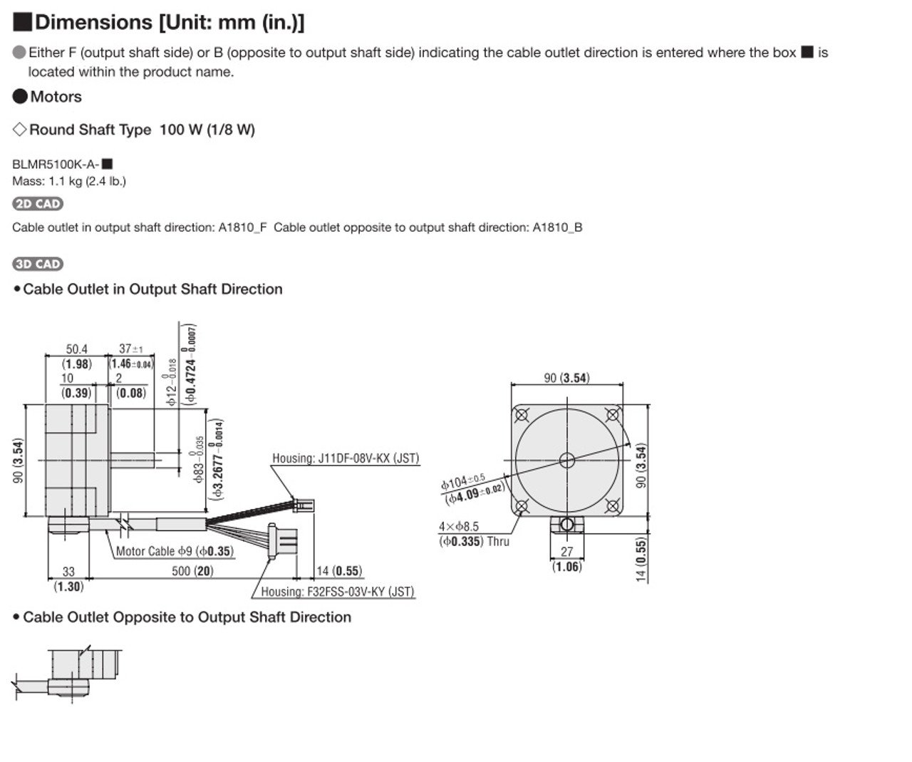 BLMR5100K-A-B / BLVD-KRD - Dimensions