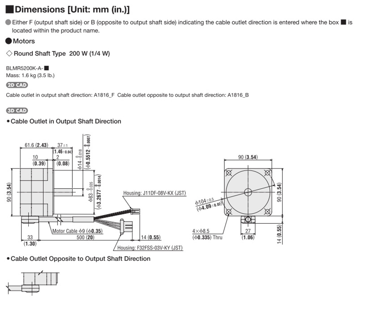 BLMR5200K-A-B / BLVD-KRD - Dimensions