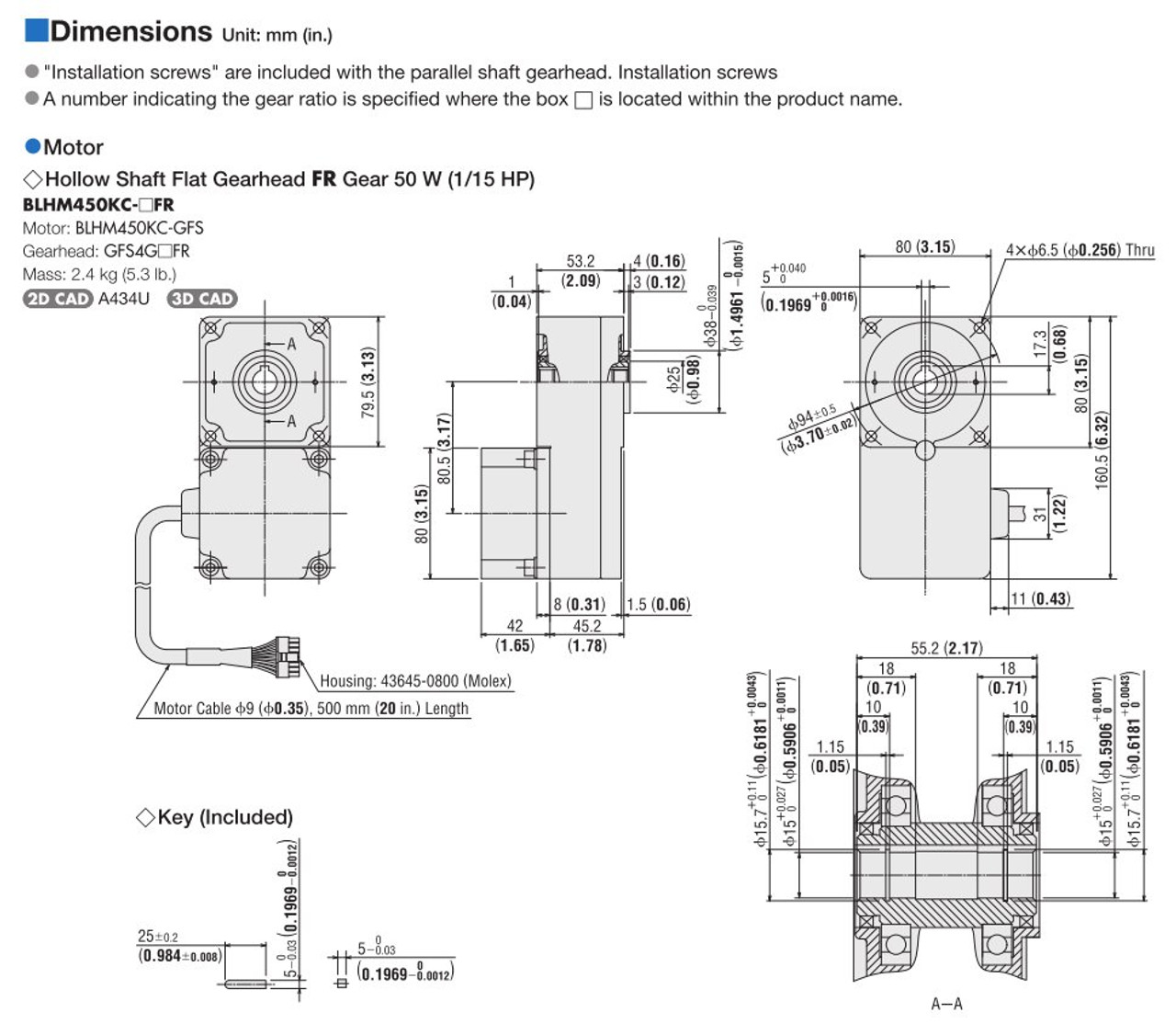 BLHM450KC-10FR - Dimensions