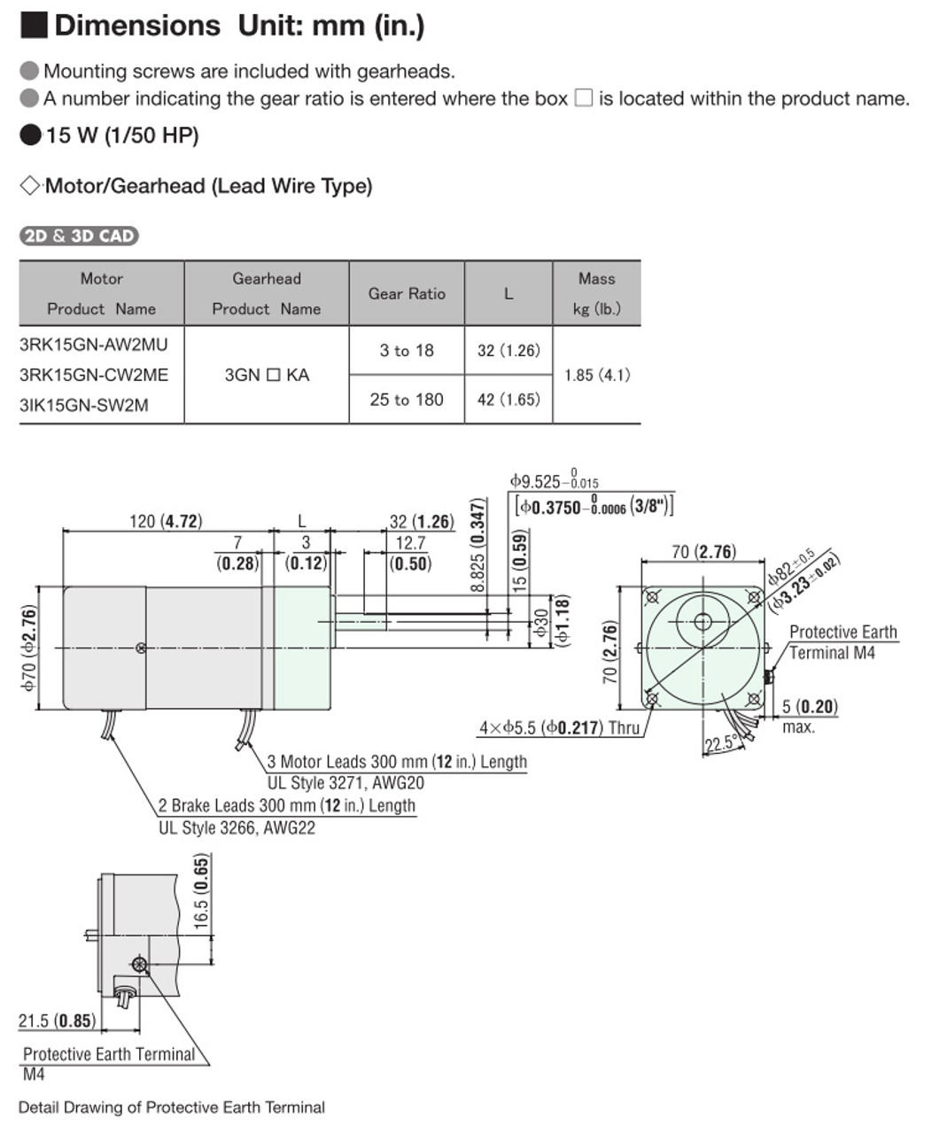 3IK15GN-SW2M / 3GN3.6KA - Dimensions