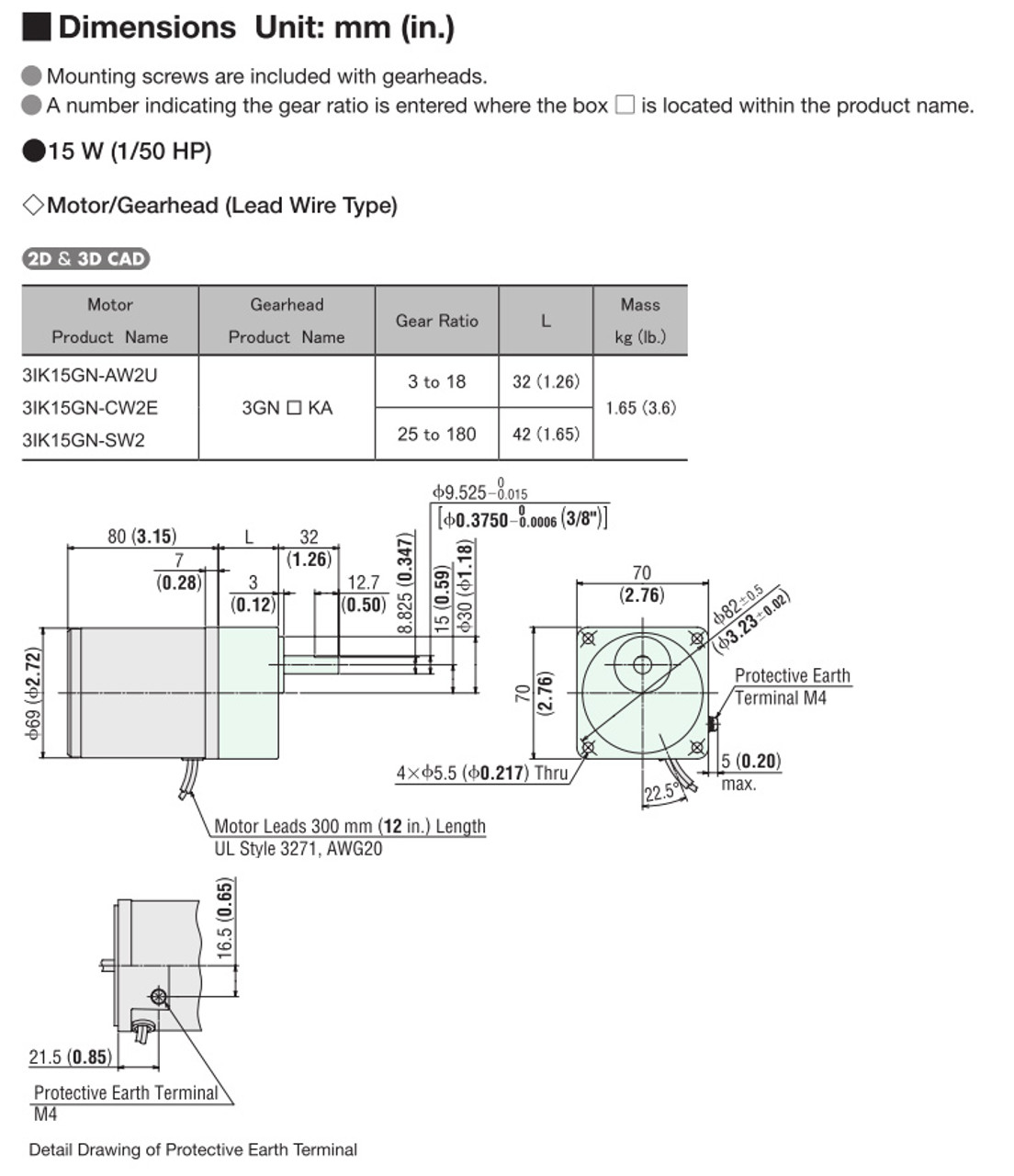 3IK15GN-AW2U / 3GN5KA - Dimensions