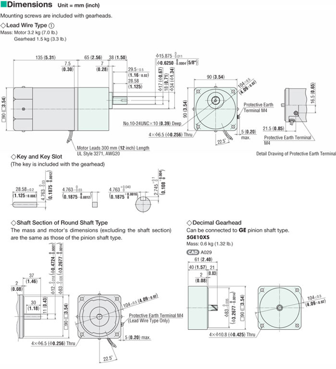 5IK90GE-CW2E / 5GE3SA - Dimensions