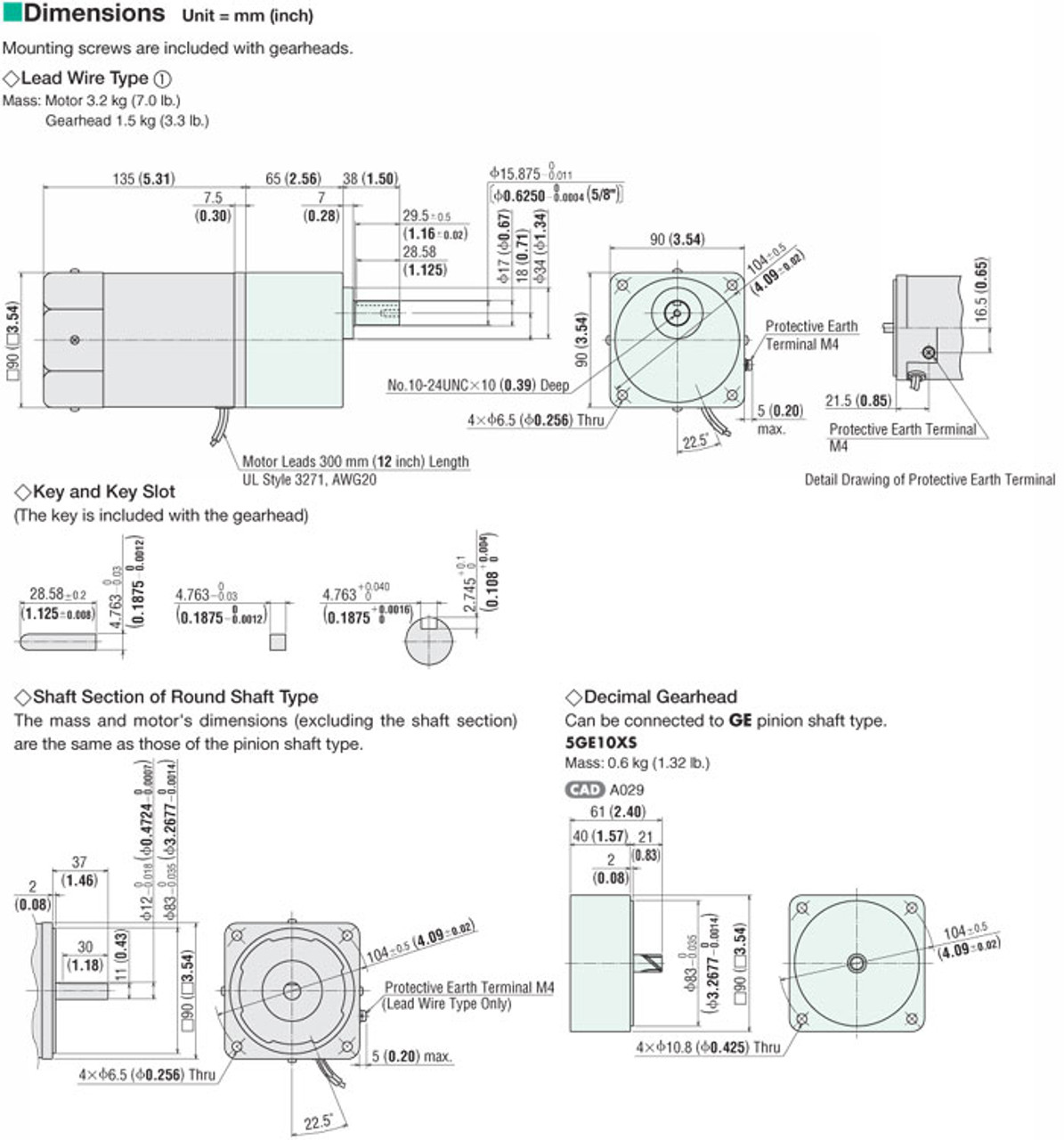 5RK90GE-CW3E / 5GE6SA - Dimensions