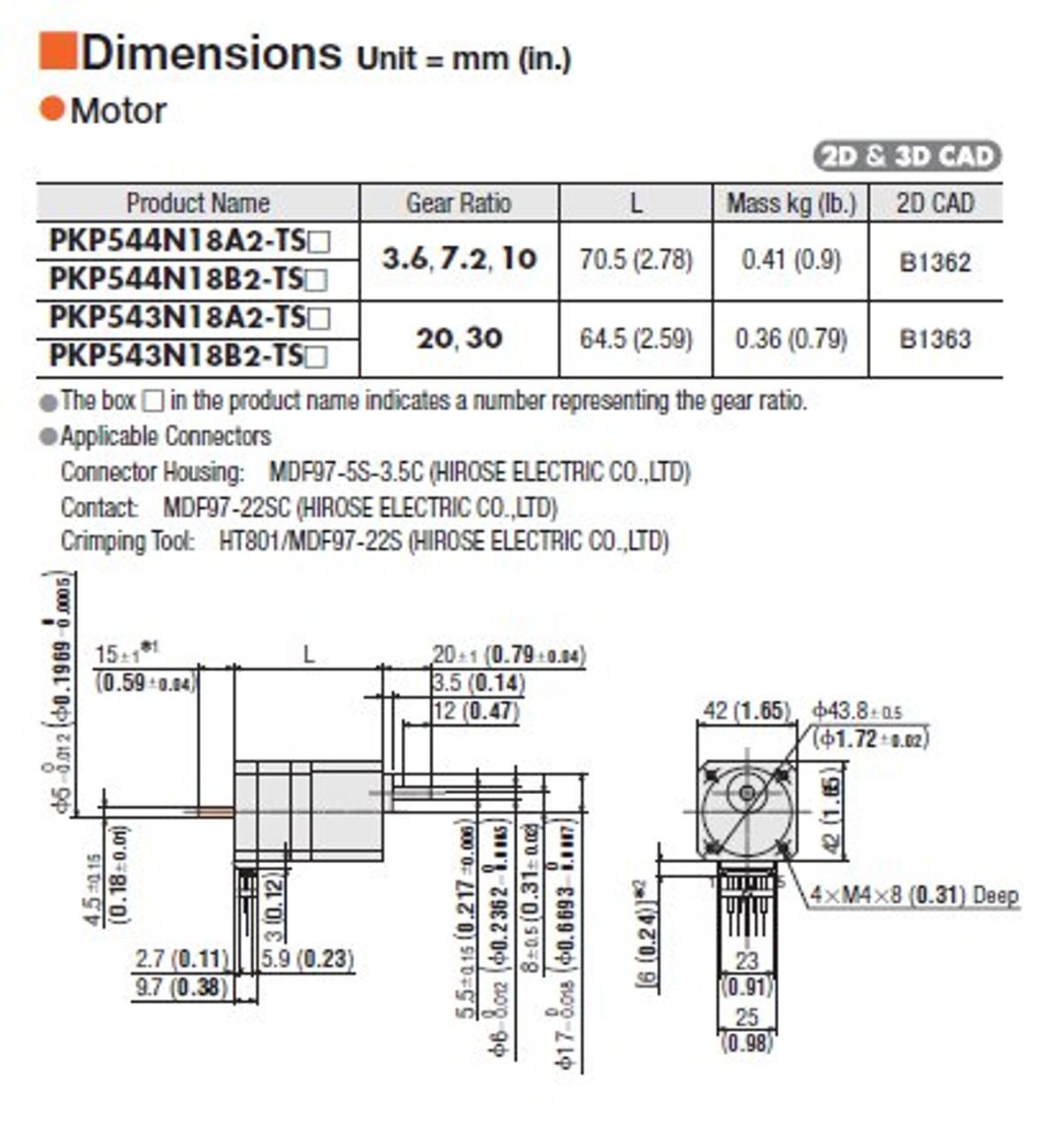 PKP544N18B2-TS3.6 - Dimensions