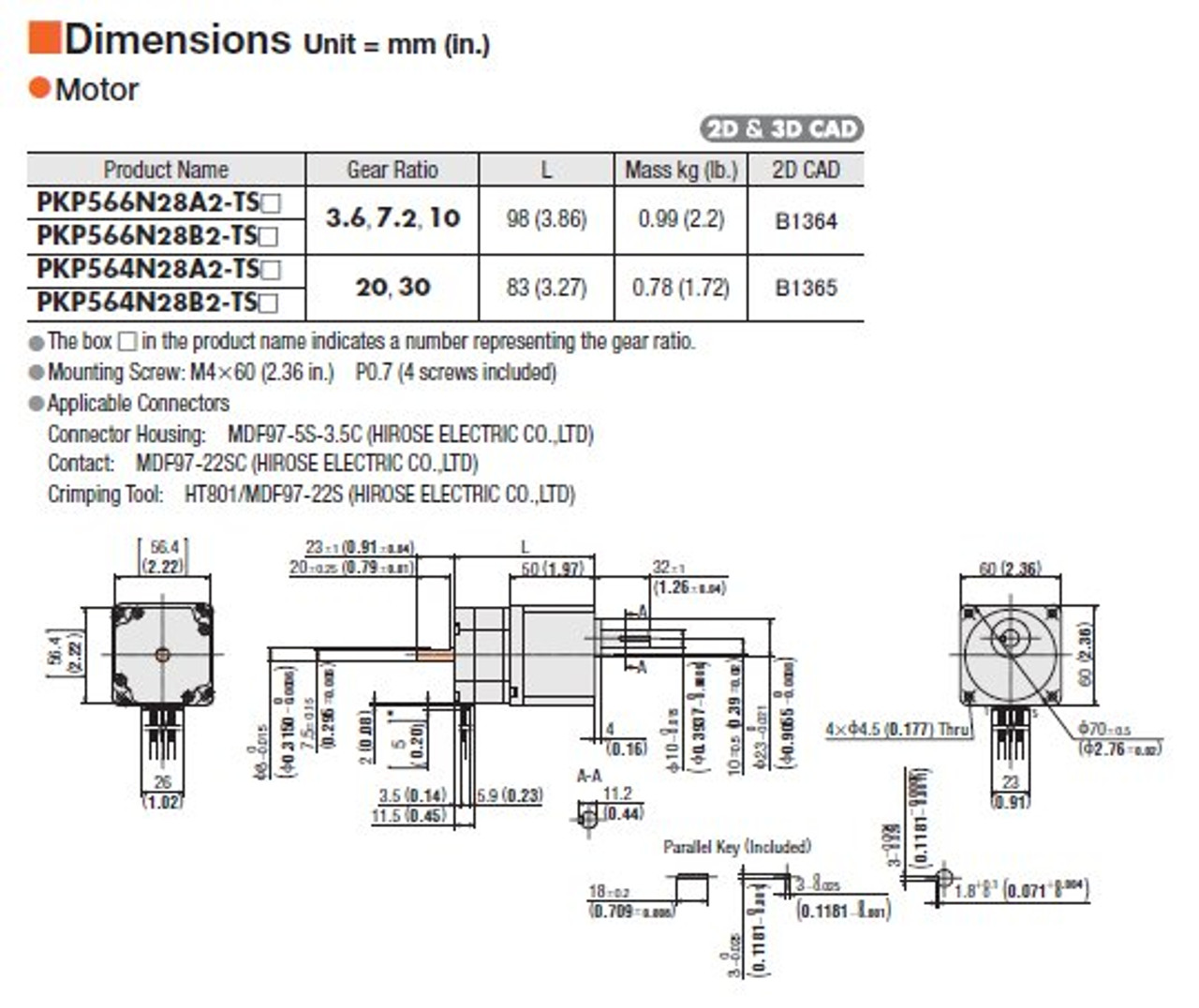 PKP566N28B2-TS3.6 - Dimensions