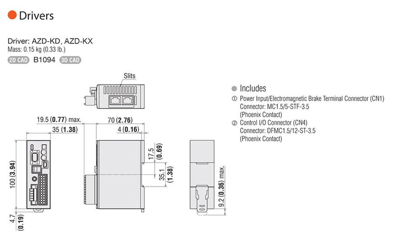 AZ46AKD-HP9-3 - Dimensions