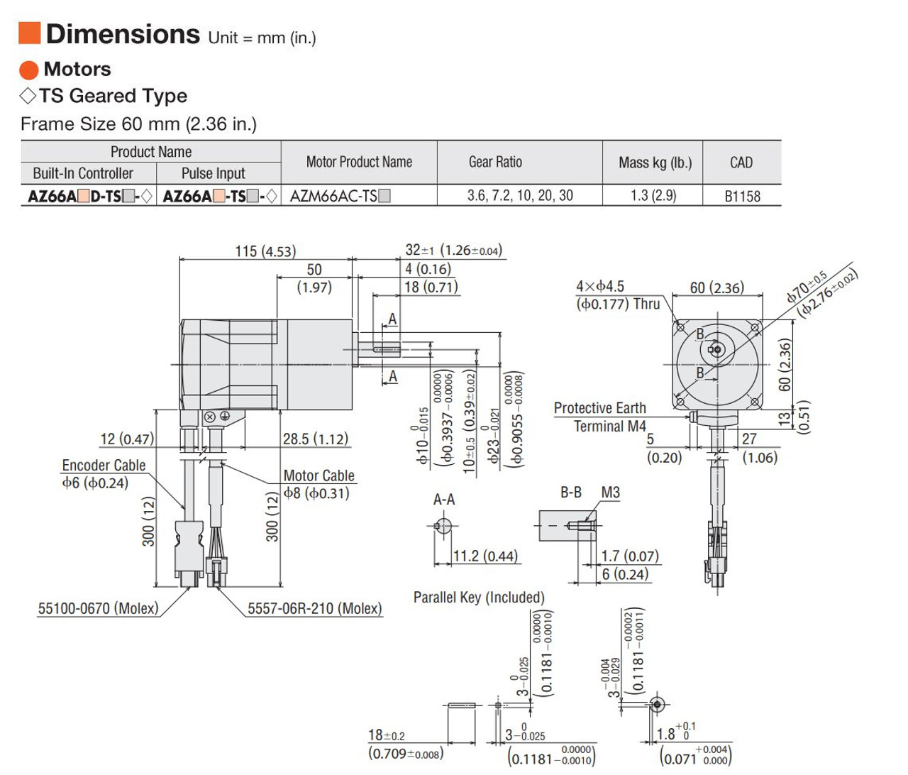 AZ66AAD-TS10-3 - Dimensions