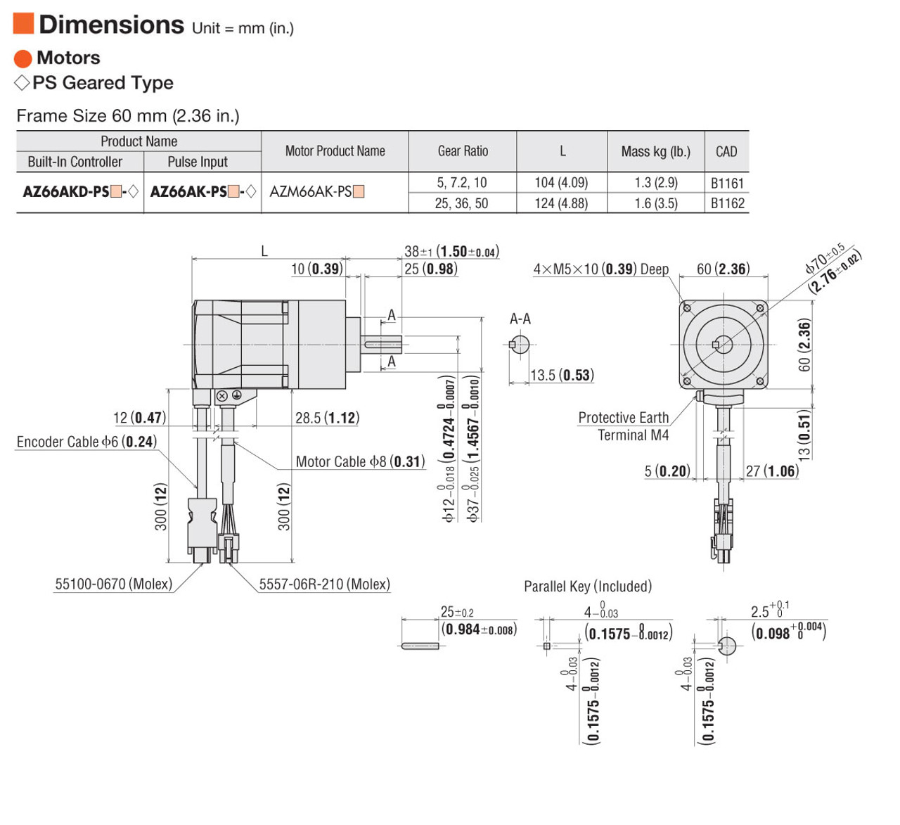 AZ66AK-PS50-3 - Dimensions