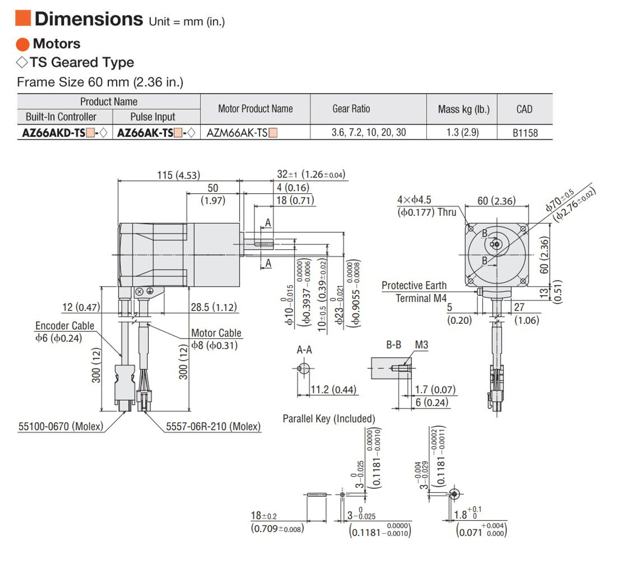 AZ66AK-TS10-3 - Dimensions