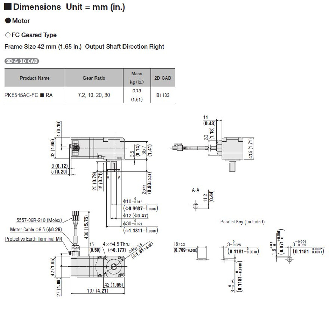 PKE545AC-FC7.2RA - Dimensions