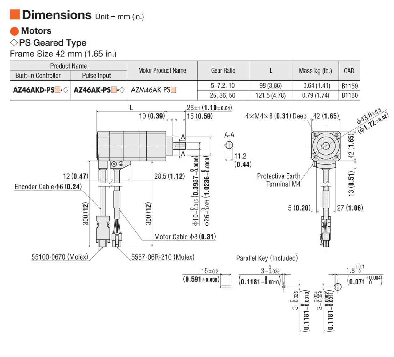 AZM46AK-PS50 - Dimensions