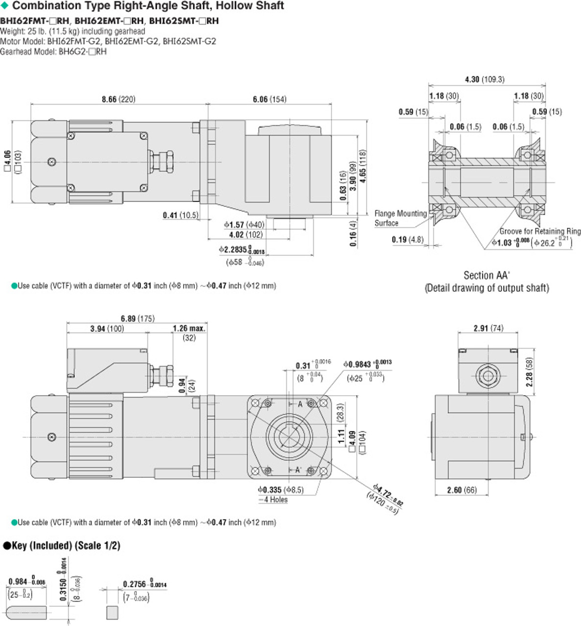 BHI62EMT-100RH - Dimensions