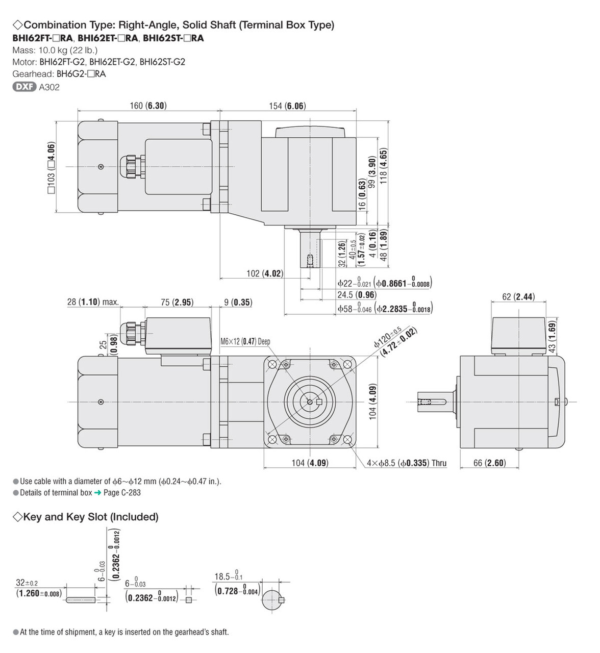 BHI62ET-180RA - Dimensions