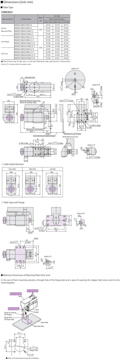 DR28T2.5B03-P2AKR-P - Dimensions