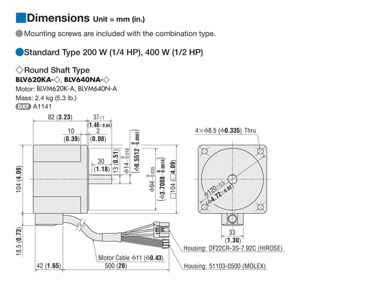 BLVM640N-A - Dimensions