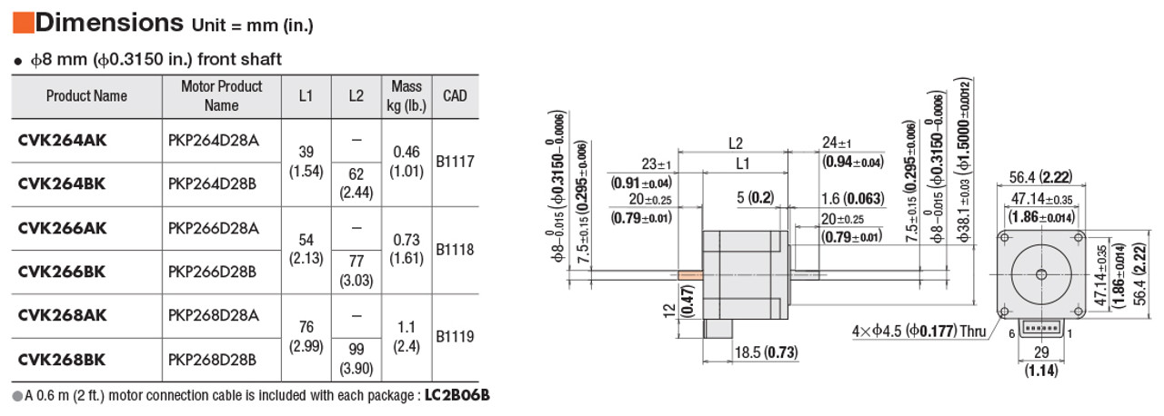 CVK268BK - Dimensions