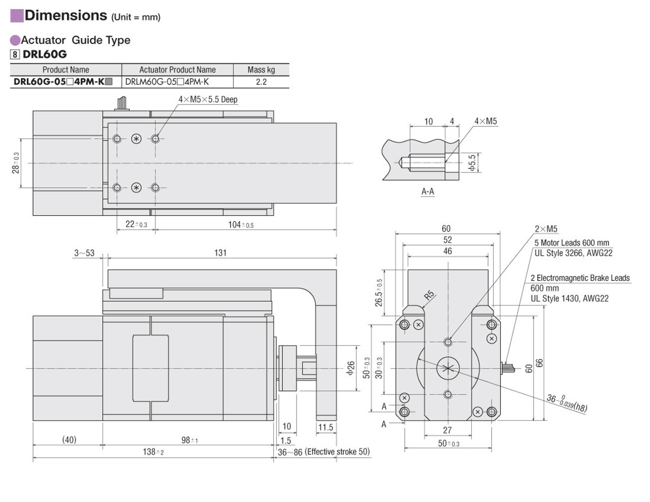 DRLM60G-05A4PM-K - Dimensions