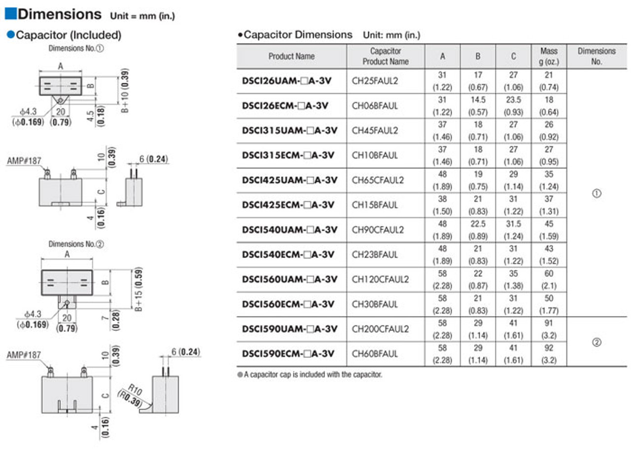 DSCI26ECM-18-3V - Dimensions