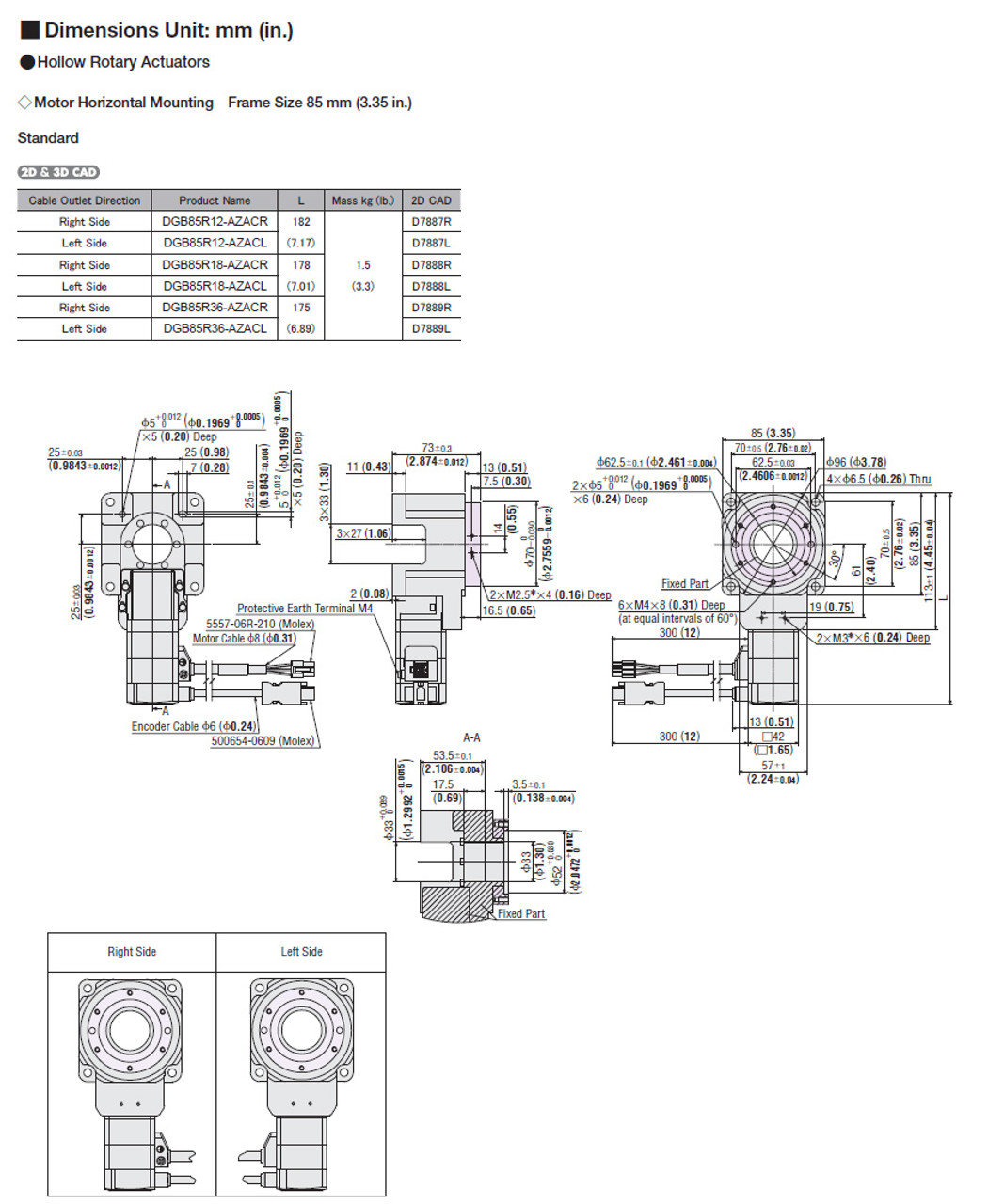 DGB85R18-AZACL - Dimensions