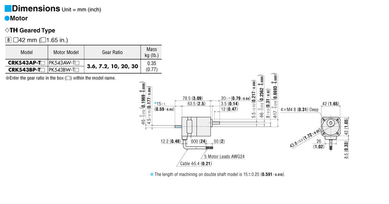 PK543BW-T10 - Dimensions