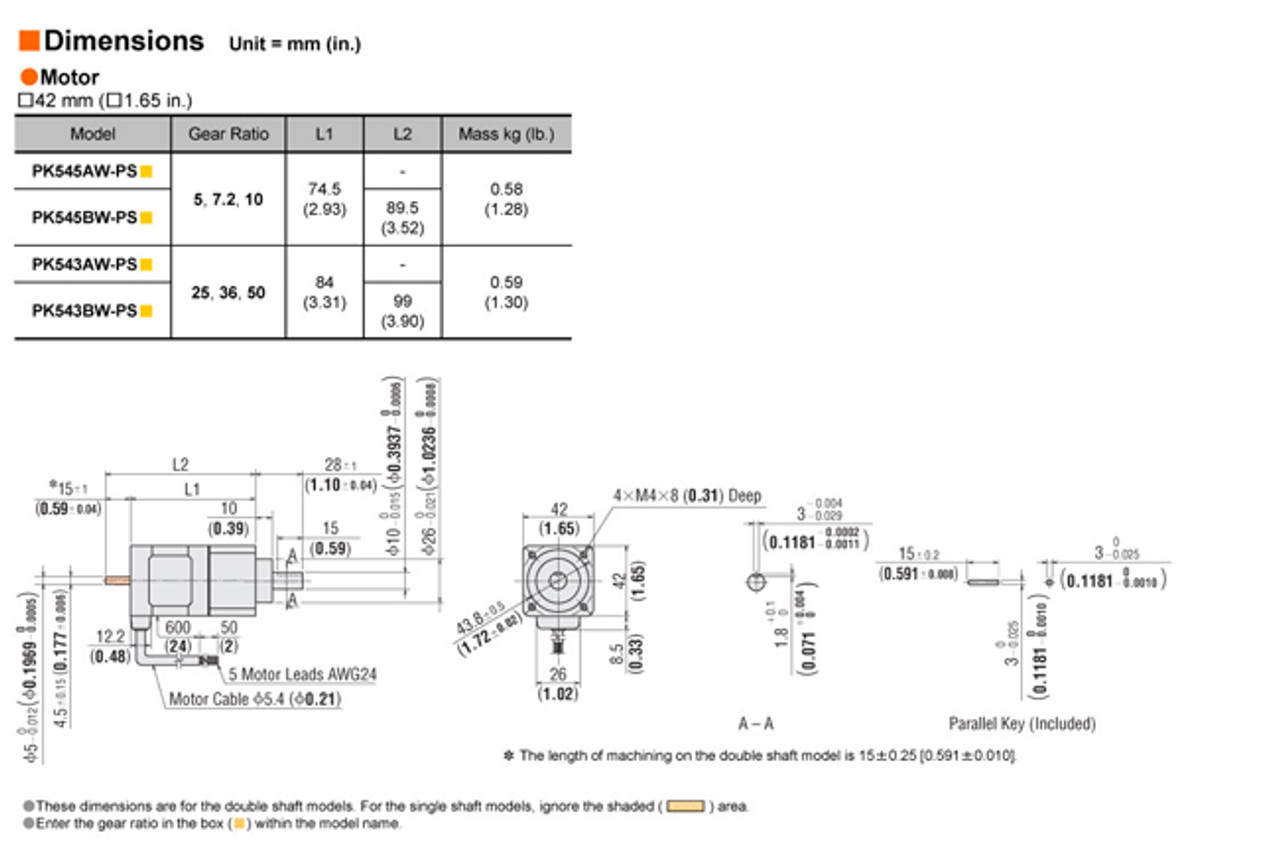 PK545AW-PS10 - Dimensions