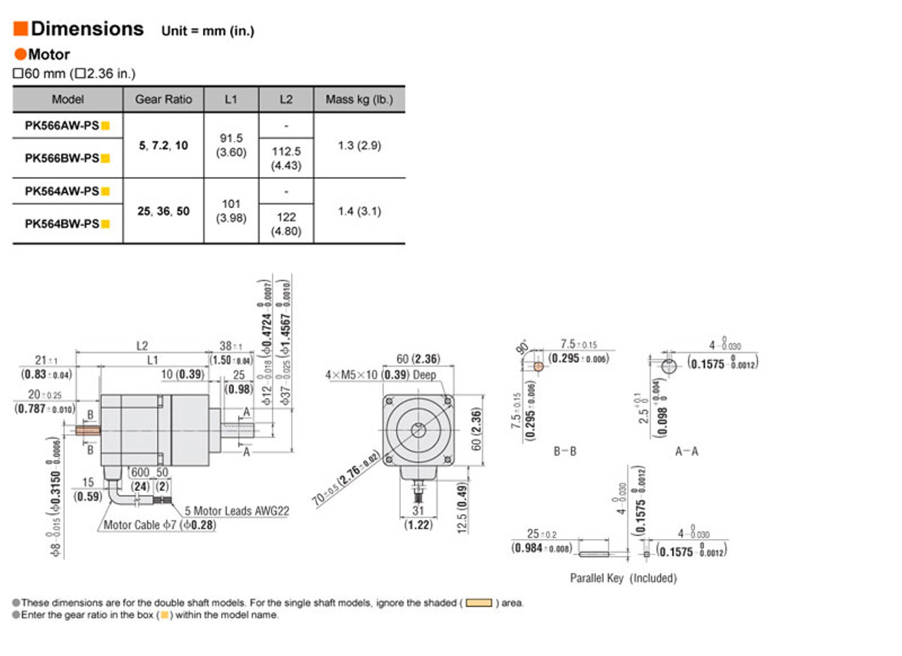 PK566BW-PS10 - Dimensions