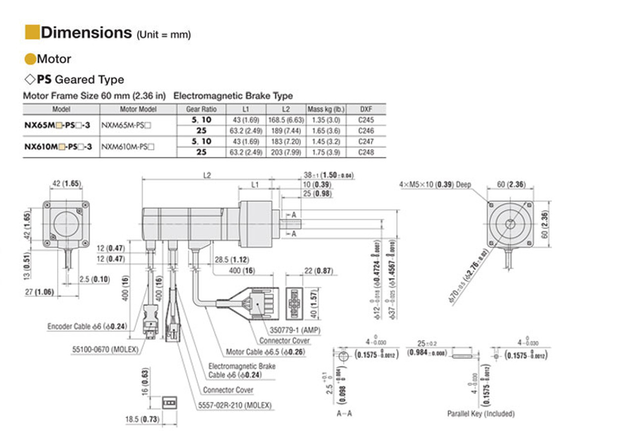 NXM65M-PS5 - Dimensions