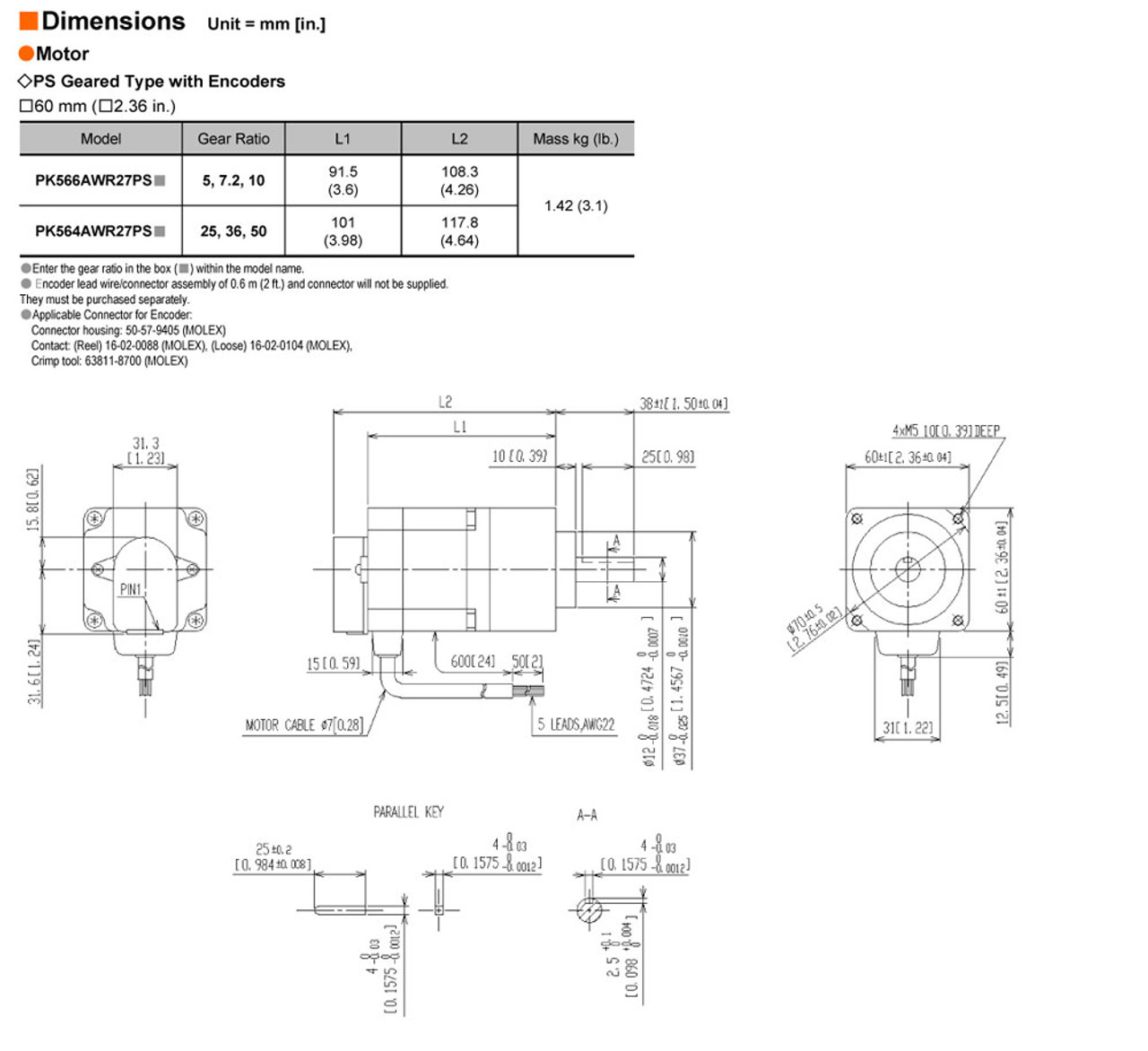 PK566AWR27PS7 - Dimensions