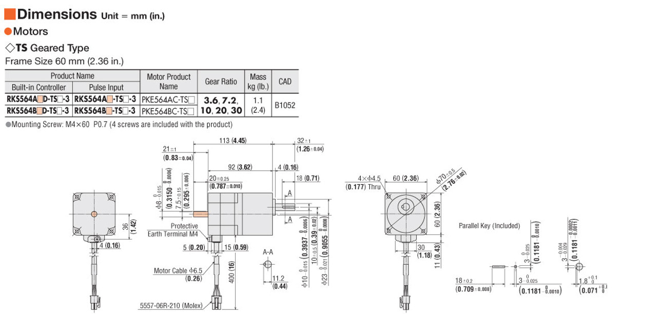 PKE564AC-TS20 - Dimensions