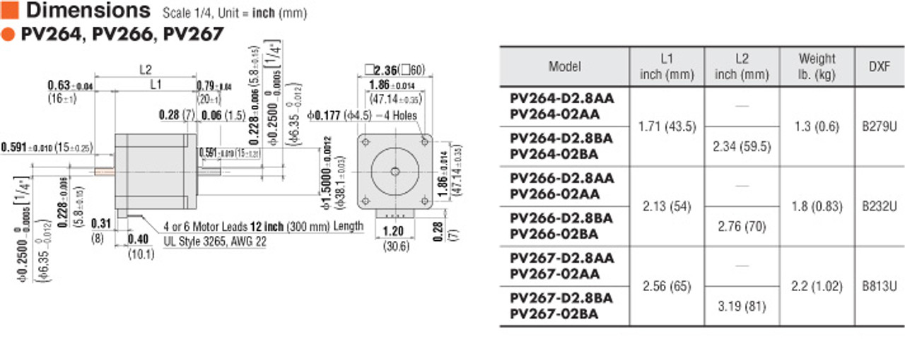 PV267-D2.8BA - Dimensions