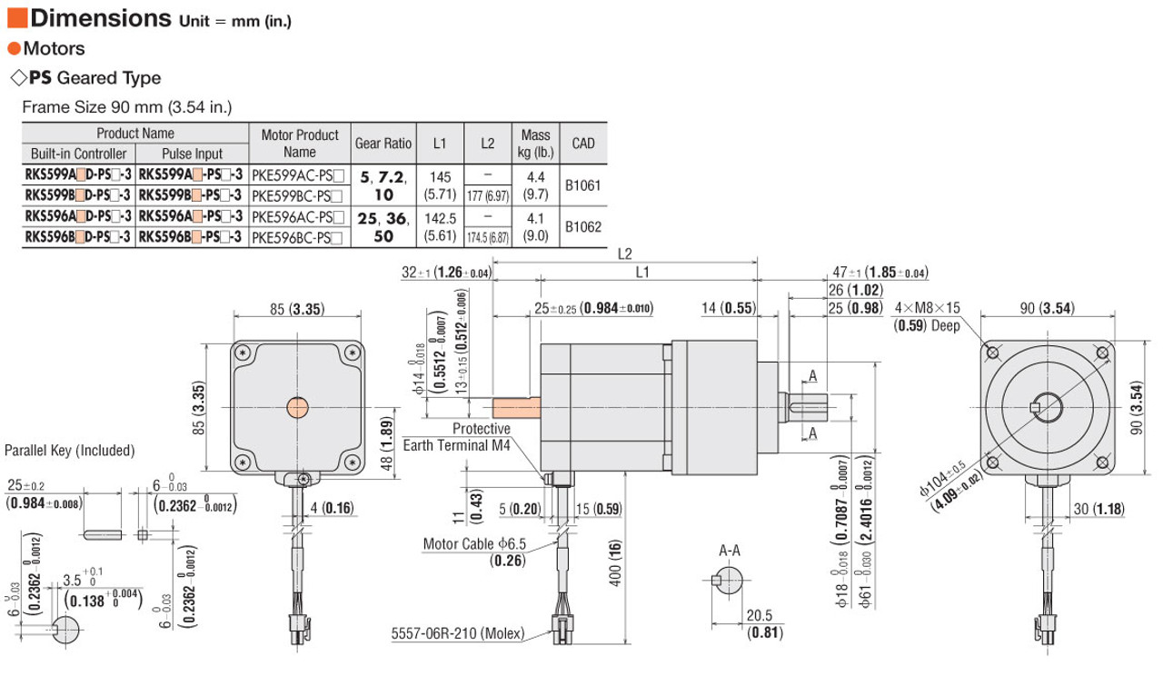 RKS596AA-PS25-3 - Dimensions