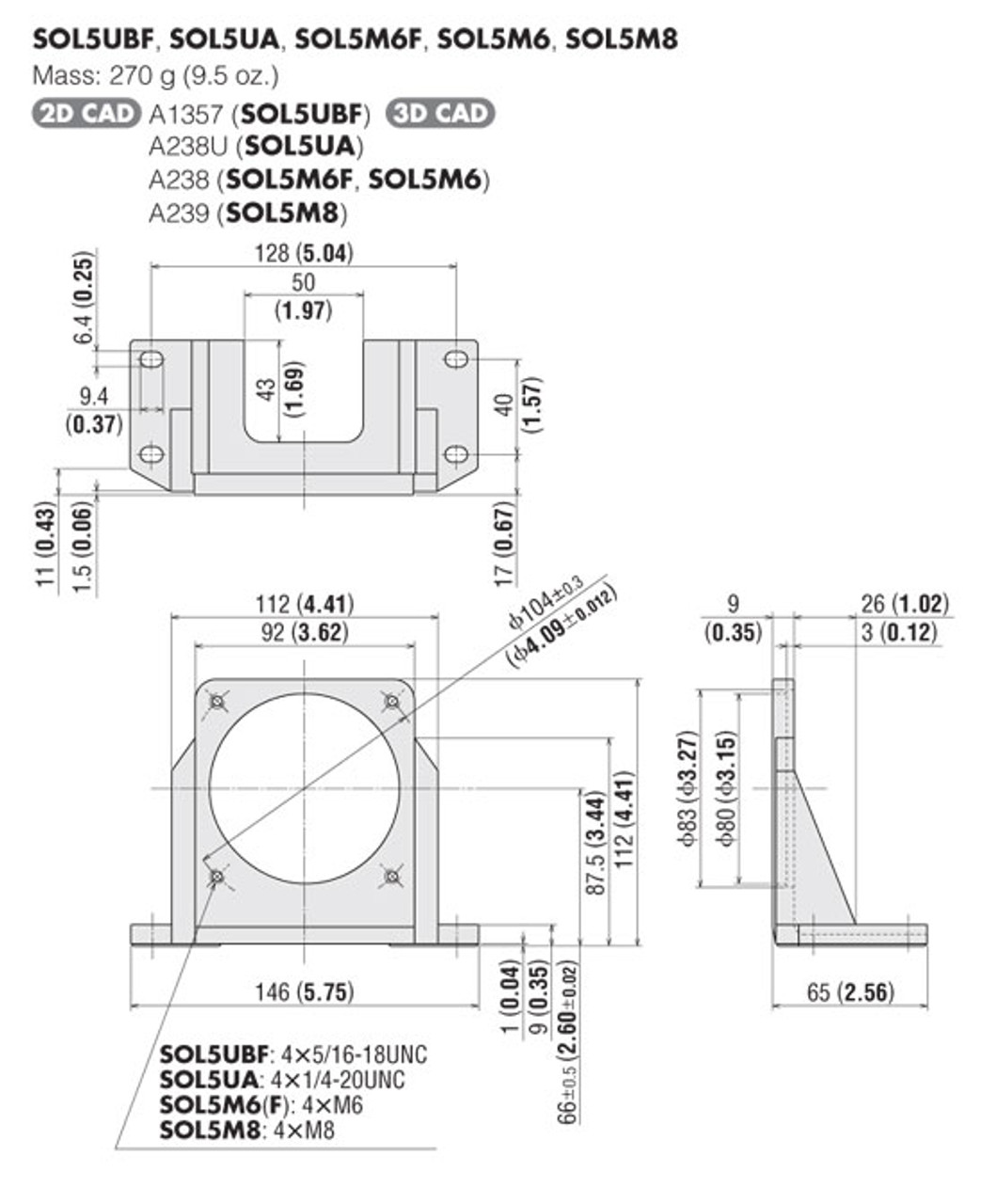 SOL5M6F - Dimensions