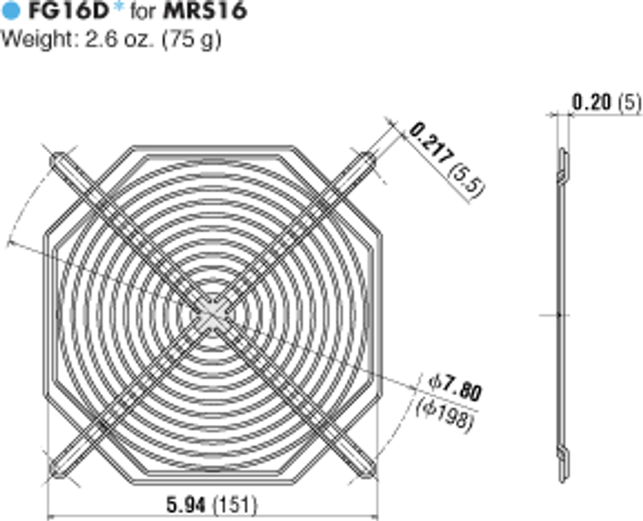 T-MRS16-BTM-G - Dimensions