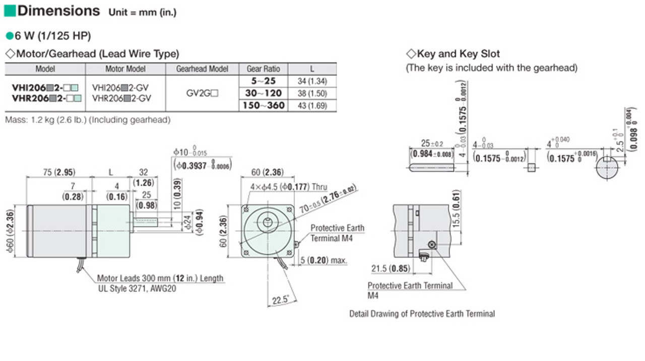 VHI206C2-GVE - Dimensions